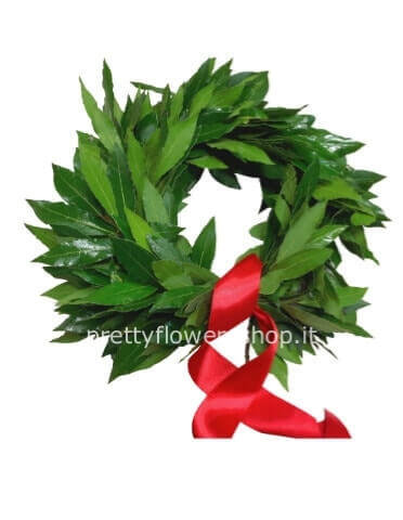 Coroncina di alloro per laurea da collo con bacche e fiocco